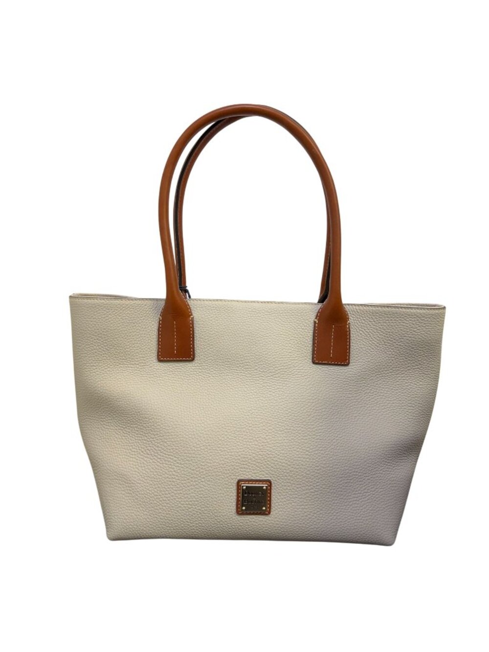 Dooney & Bourke Russel Bone Leather Tote Bag With Tan Handles L